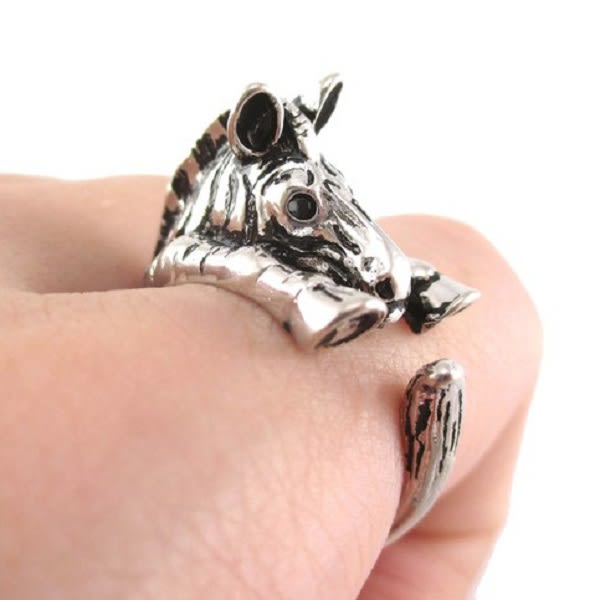 Ring Zebra Djurälskare Silverfärgad Silver