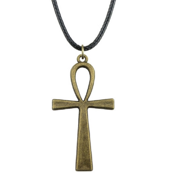 Halsband Ankh Egyptisk Symbol Kors Bronsfärgad metall Rem