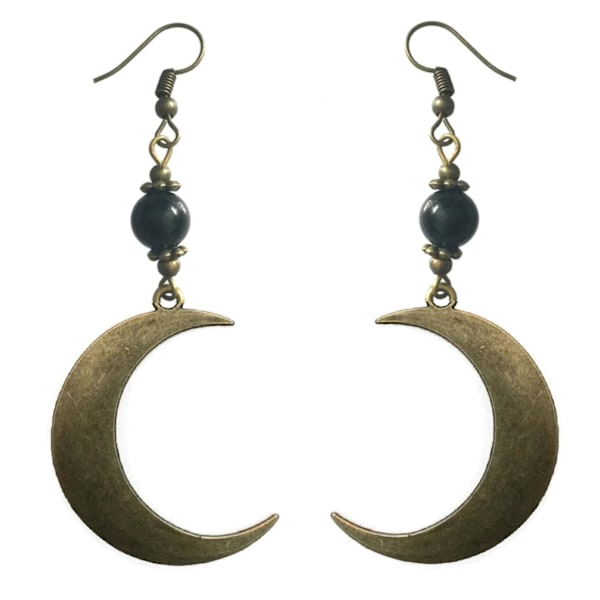 Örhängen Halvmåne Crescent Moon Onyx Brons Pagan Brown