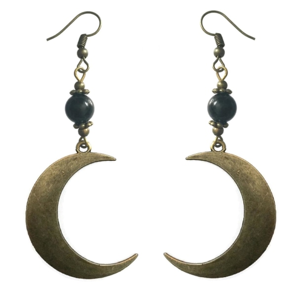 Örhängen Halvmåne Crescent Moon Onyx Brons Pagan Brun