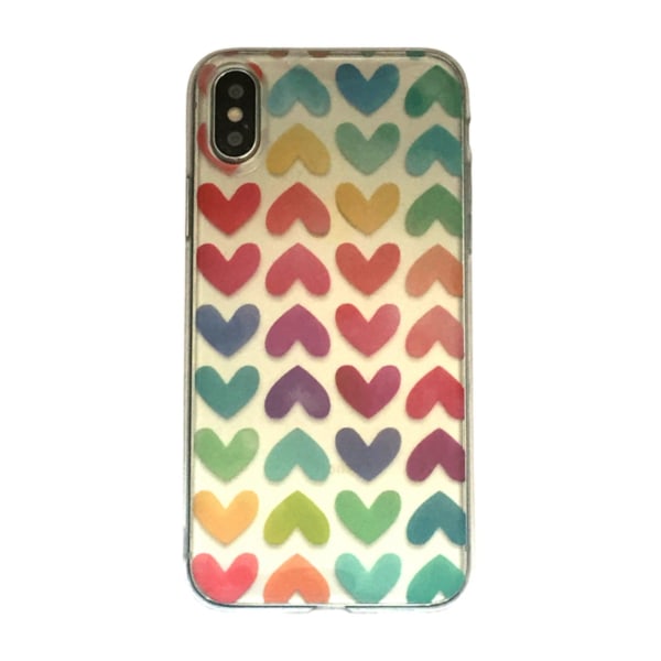 iPhone X - Hjerter - Regnbue Multicolor