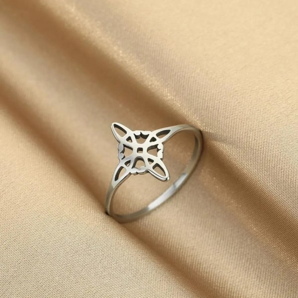 Ring Häxknut Witch Knot Wicca Pagan Symbol Rostfritt Stål Silver grey