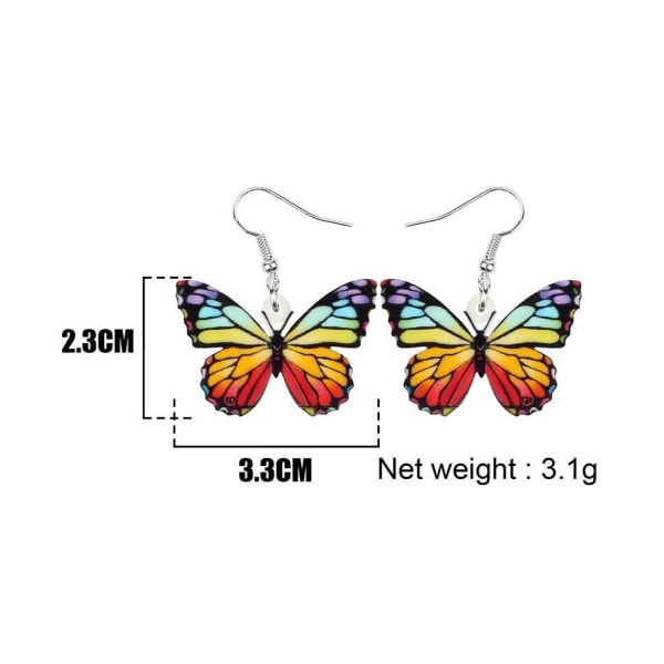 Örhängen Fjäril Regnbågsfärger Butterfly Oversize Rainbow multifärg