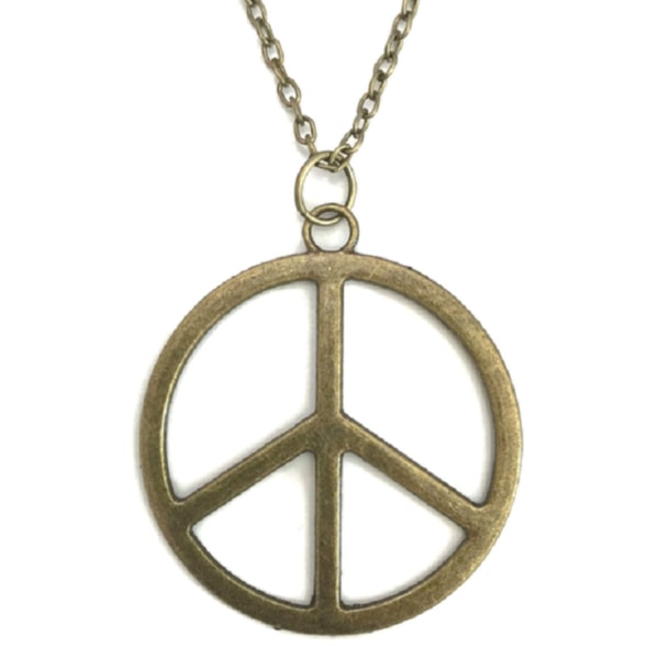 Halsband Peace Fredssymbol Brons LÅNG KEDJA Symbol Brons