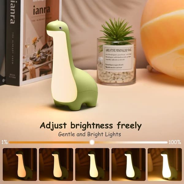 Gul dinosaurformet nattlampe, 3W, kreativ gave, LED-stripe med timerfunksjon, egnet for soverom