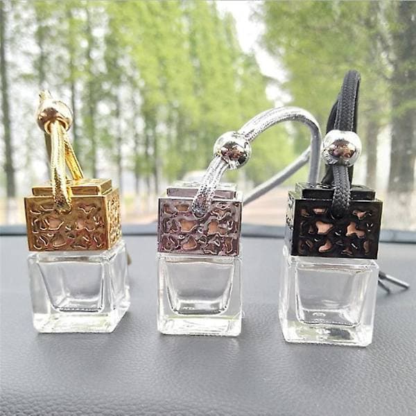 Tom glasflaske til diffuser bakspejl ornament bil hængende parfume [YJD] Silver