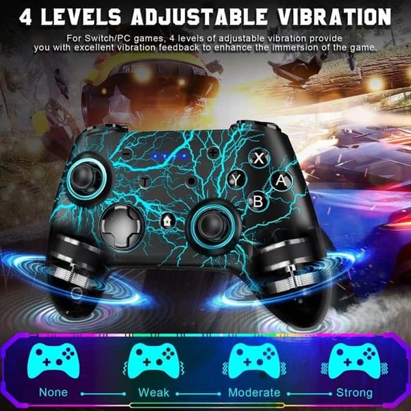 Med Bluetooth väckningskontroll för Switch-spel, med vibration och somatosensorisk kontroll. Vänster röd, höger blå