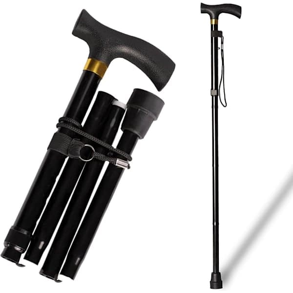 Højkvalitets stok - justerbar og foldbar - 85-95 cm - sort