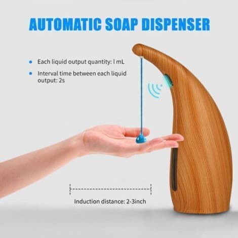 Automatisk sæbedispenser 300ml, infrarød berøringsfri sæbedispenser, desinfektionsmiddeldispenser (1 stk., lyst træåre)