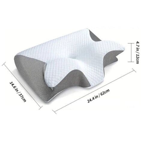 2-i-1 Ergonomisk Cervikalpude – CertiPUR-US Memoryskum – Dimensioner 62x37x12cm – Til side- og rygsøvn