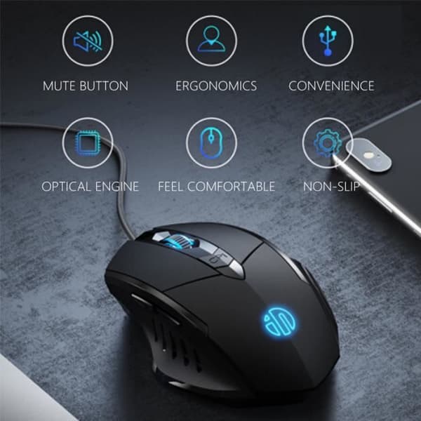 Gamingmus - Kablet USB - 4 DPI-niveauer - 6 knapper - Ergonomisk