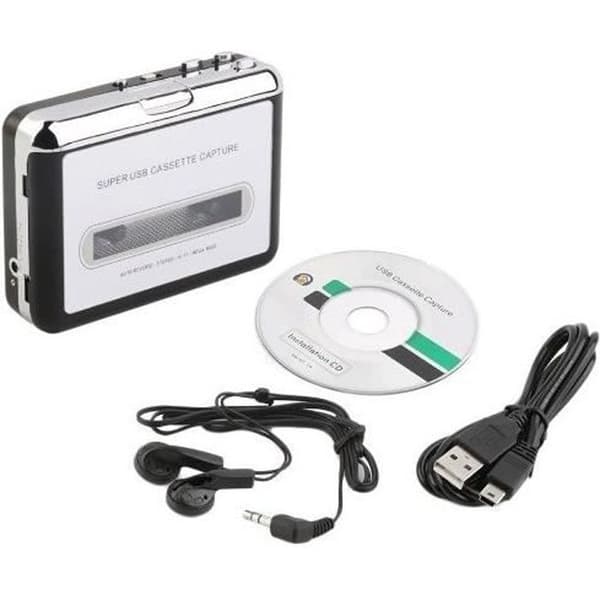 Kassettspiller - High-Tech Place - MP3-konverterer - Sølv - 3,5 mm lydutgang - Stereo
