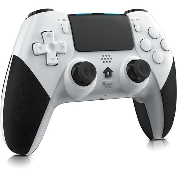 Trådløs controller til PS4, gamingcontroller kompatibel med P4/Pro/Slim, med dobbelt vibration, 6-akset gyrosensor, hvid