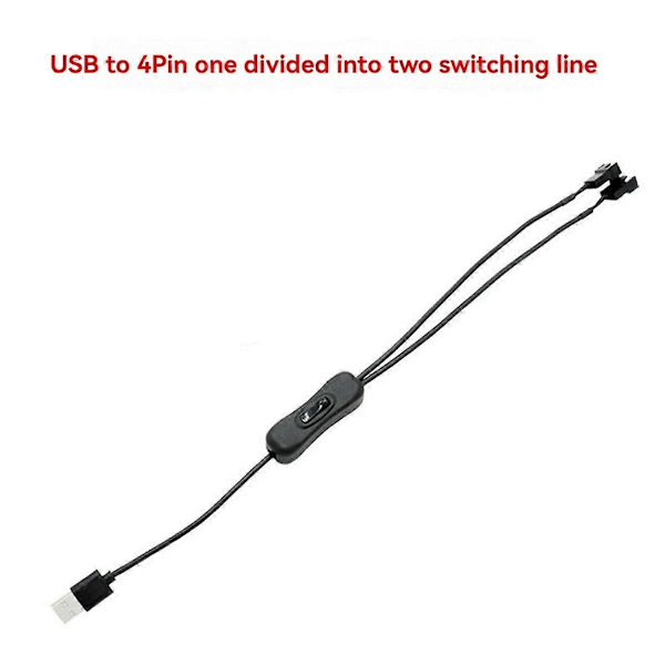 USB til 3-pin / 4-pin PWM 5V USB-viftekabel med strømpe, kabinettvifteadapterkabel svart