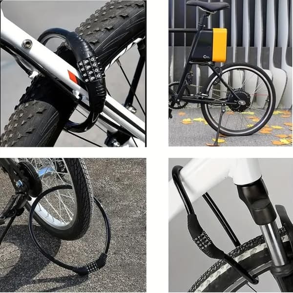120 cm cykellåskæde, firecifret kombinationslås, låsering til elcykler