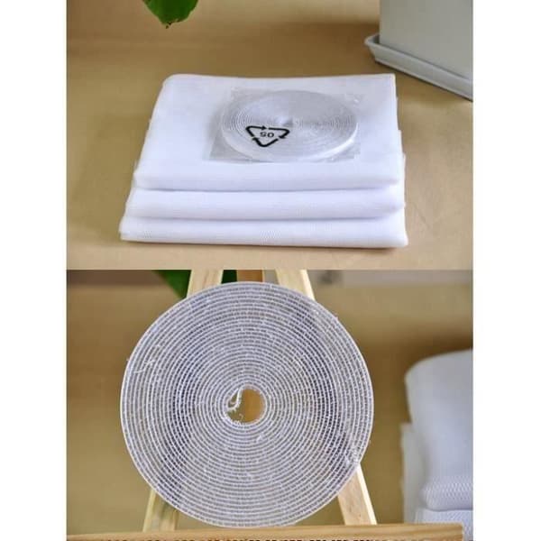 Myggnät - Set om 3 - Vit - 130 x 155 cm - Kardborrefäste - Justerbart