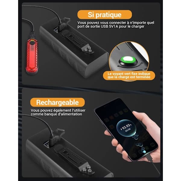 USB oppladbar 5 LED-lampefunksjon Kraftig LED-lys, ZQKLA