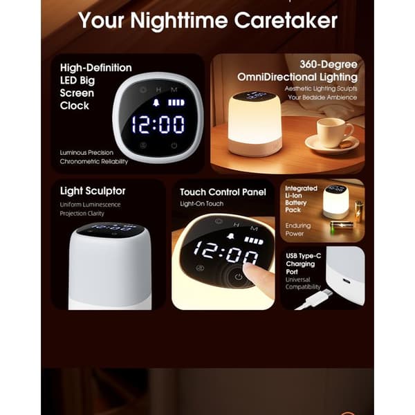 Premium 2W natlampe [med timer], 2400 mAh, blød og øjenvenlig, perfekt til amning, den