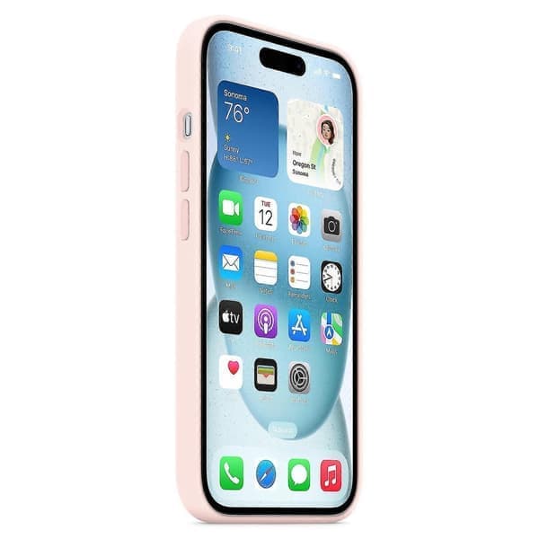 Mobilcover til iPhone 15, MagSafe-kompatibel, Silikone, Ridsefast, Rød Green
