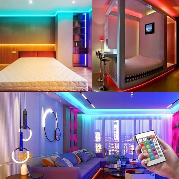 Omgivelsesbelysning, LED-strips, USB LED-stripesett, fleksibel lyslist, 24-knapps Bluetooth-fjernkontroll, co(Y123)