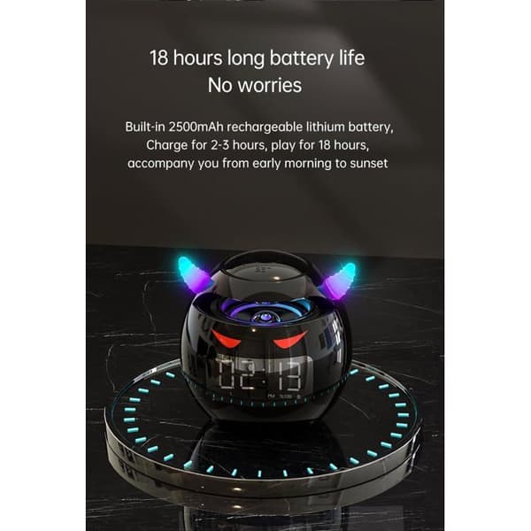G9 Black Little Devil Bluetooth-højttaleren har vækkeur og kunstig intelligens; den