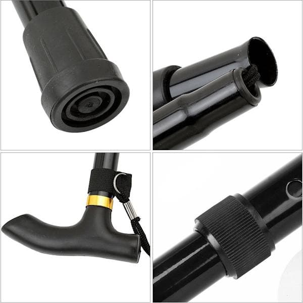 Højkvalitets stok - justerbar og foldbar - 85-95 cm - sort