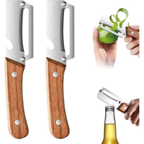 Multifunksjonell 2-i-1 grønnsaksskreller med sylskarpe rustfrie stålblader og ergonomisk trehåndtak