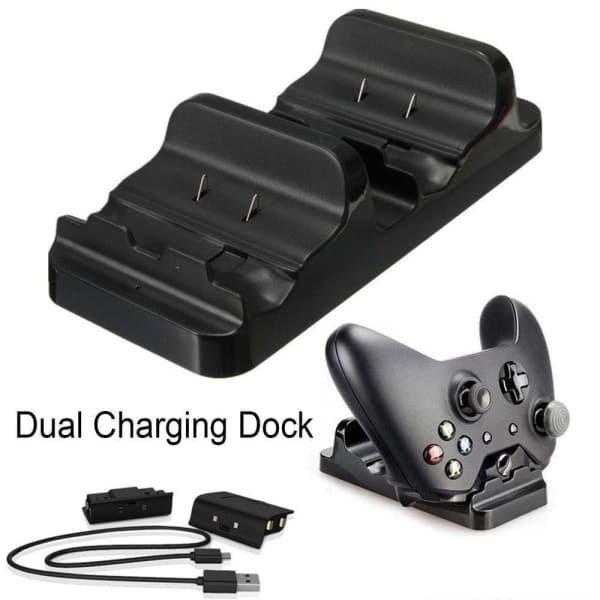 Xbox One-ladestation til to controllere - med batterier