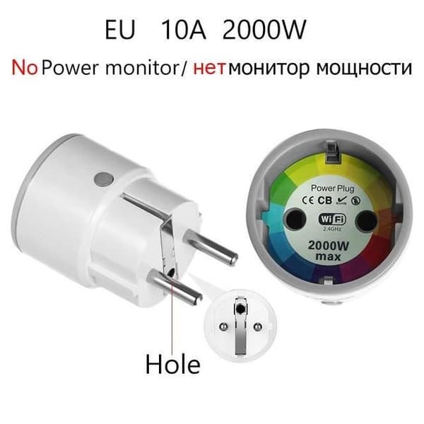 Smart WiFi-plugg - Hvit - Mini Standard 10A - Innendørs - Elektrisk - Enfase