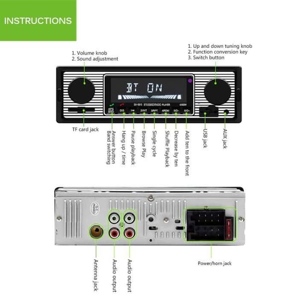 MP3 Bilstereo - 4x60W - Bluetooth - FM-radio - Fjärrkontroll