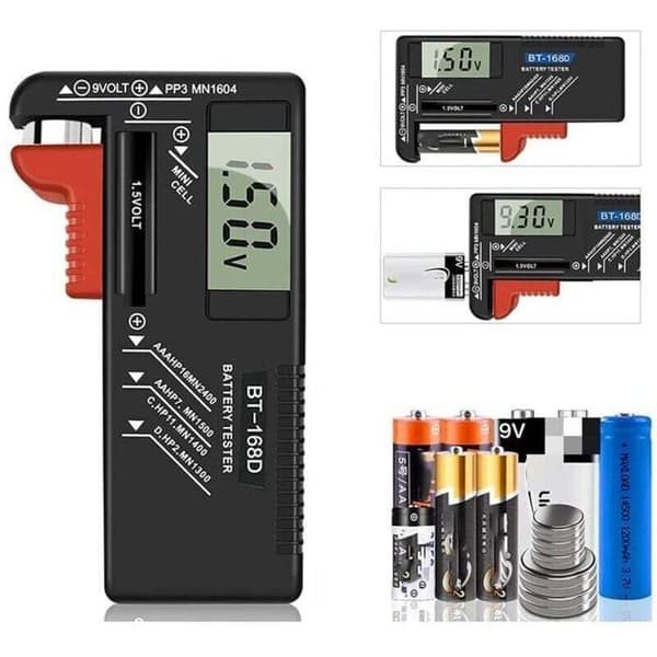 Digital batteritester, universal batteritester, batteritester, til AA, AAA, C, D, PP3, 9V, 1,5V, knapcellebatterier - Funktion L217