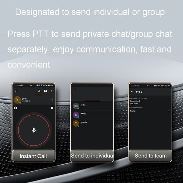 Zello Sort Trådløs PTT Bluetooth-biltransmitter med mikrofon og håndfri opkald - Universel kompatibilitet...