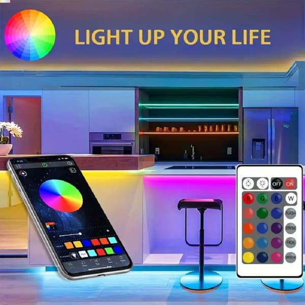 Omgivelsesbelysning, LED-strips, USB LED-stripesett, fleksibel lyslist, 24-knapps Bluetooth-fjernkontroll, co(Y123)