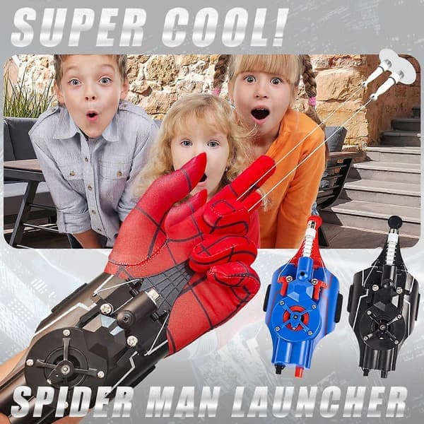 Web Wrist Toy-Rope, USB-lader, automatisk snelle som faktisk skyter, rollespill, ekte nettskyttere flott gave, én størrelse black