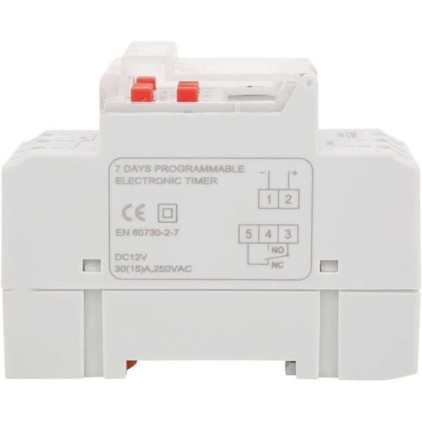DRE-Elektrisk timerreläbrytare med LCD-display, programmerbar veckoförinställning, 12V