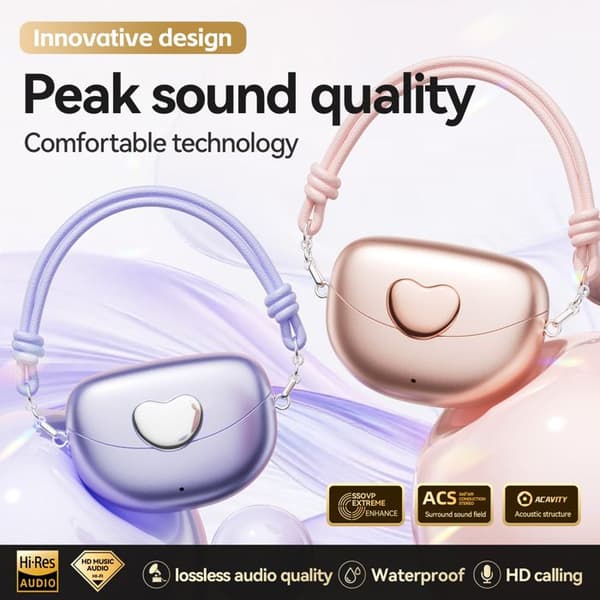 M106 roséguld clip-on Bluetooth-hörlurar med armband, trådlösa, benledning, lång batteritid