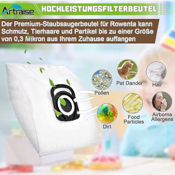 10-pack dammsugarpåsar - för Rowenta Hygiene + Zr200520, passar Rowenta Compact Power_qudddd