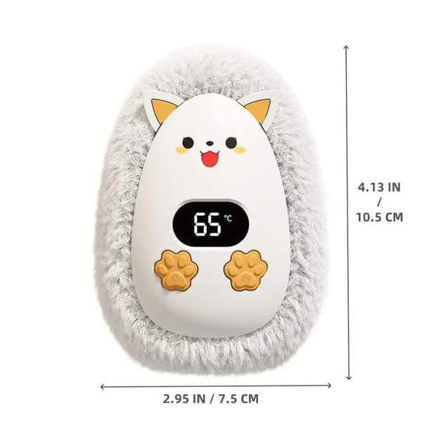 Oppladbar håndvarmer - 3 moduser - 6 timer med kontinuerlig oppvarming - Ideell vintergave - Form White fox shape