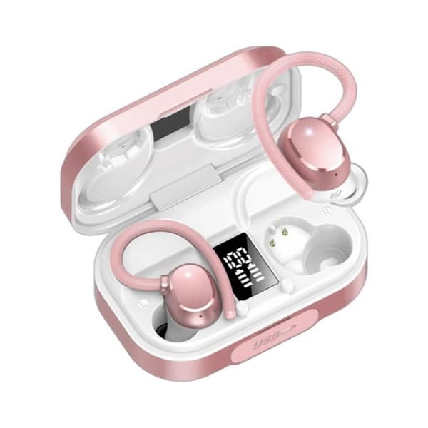 Q25 TWS Sport Bluetooth ørepropper, digital skjerm, støydemping, smart Bluetooth, rosegull