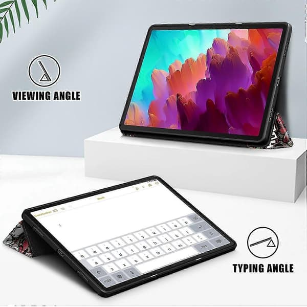 3-fällbart målat TPU Smart läderfodral för Lenovo Tab P12 12.7 /p12 Pro 2nd Gen Graffiti