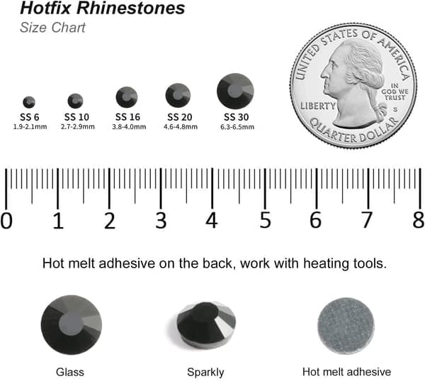 6000 stk. sorte Hotfix rhinsten kompatible med håndværk, SS10, 2,7-2,9 mm Black
