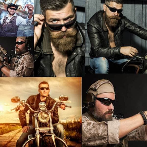 Supermörka linser Svarta solglasögon | Biker Style Rider | Wrap Around-båge