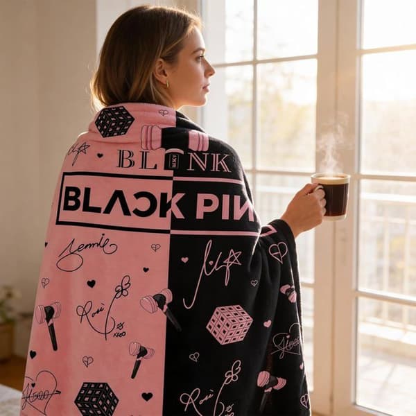 Blackpink Superblød Multifunktionel Flonel Tæppe til Fritid, Rejser, Seng, Sofa, Kontor - 100*150cm