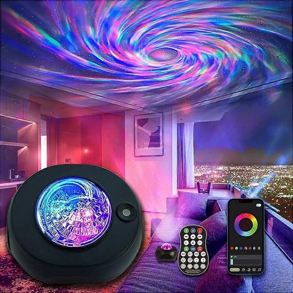 M1 Galaxy Stjerneprojektor Lampe Bluetooth Højttaler Roterende Aurora Natlys med Timer