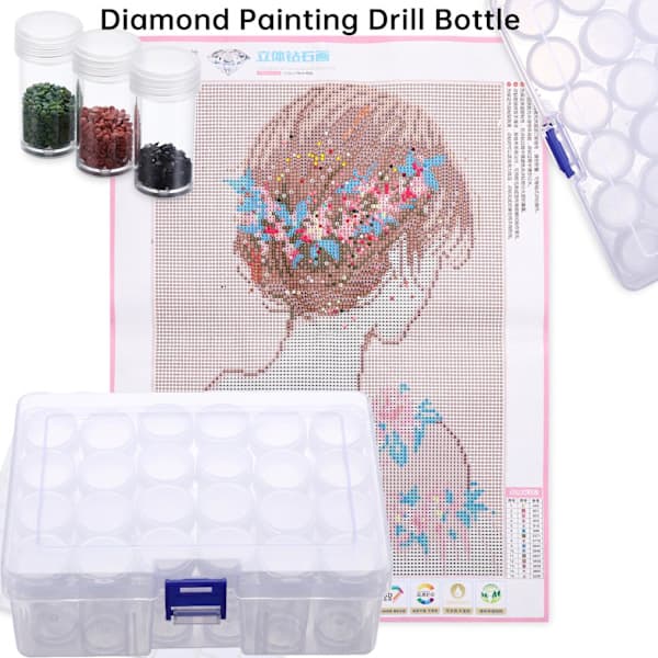 Diamantmaleri Boreflasker Perler Oppbevaringsbeholder 24 stk