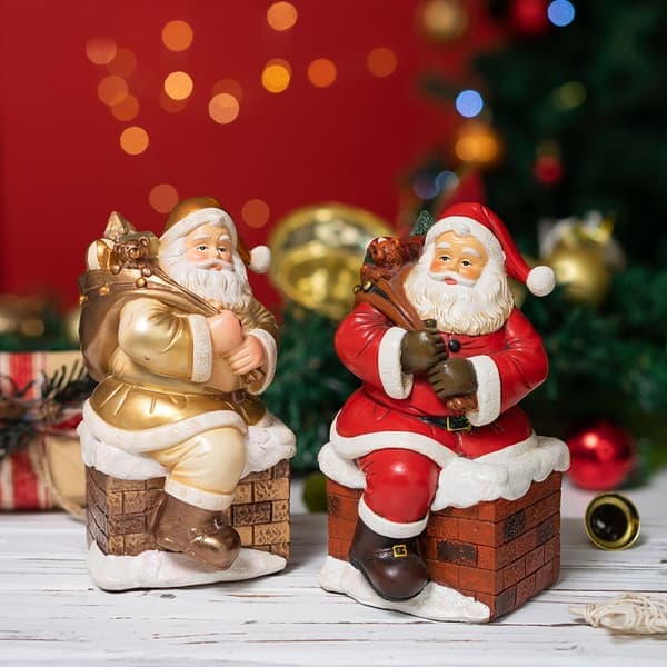 Julenissestatue Julefigur Dekor Julepynt Figurer Gull Gold 2