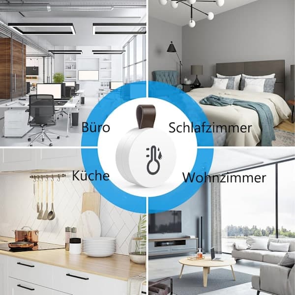 Bluetooth termometer og hygrometer med datalagring / Trådløst termometer og hygrometer med app og datavisning 1-st