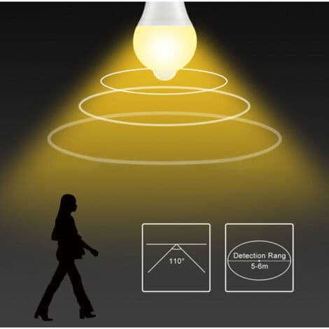 E27 LED-lampa med PIR-rörelsesensor för hall, sovrum, trapphus, 85-265V, varmvit