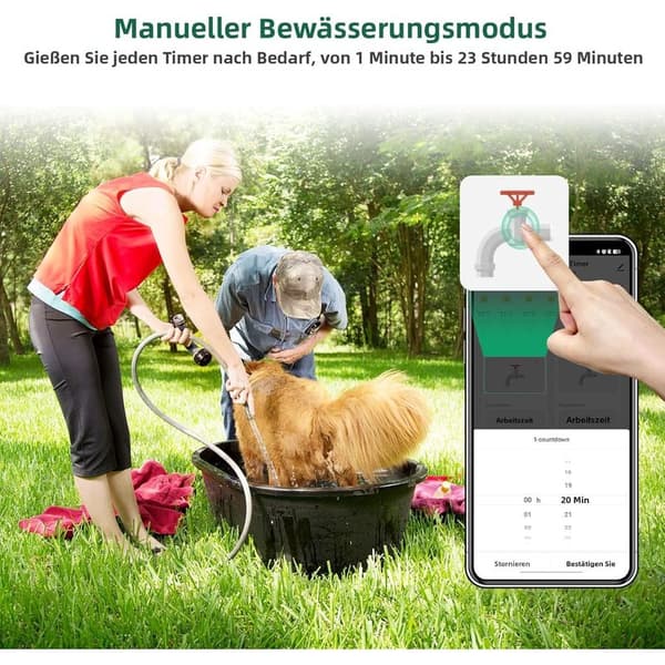 Smart WiFi Vattentimer - 2 Zoner - WiFi Bevattningstimer - Smart Vattentimer - Automatiskt Trädgårdsbevattningssystem