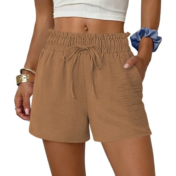 Shorts til kvinder Afslappede brede ben med snøre Shorts til strandferie lysebrun light brown M